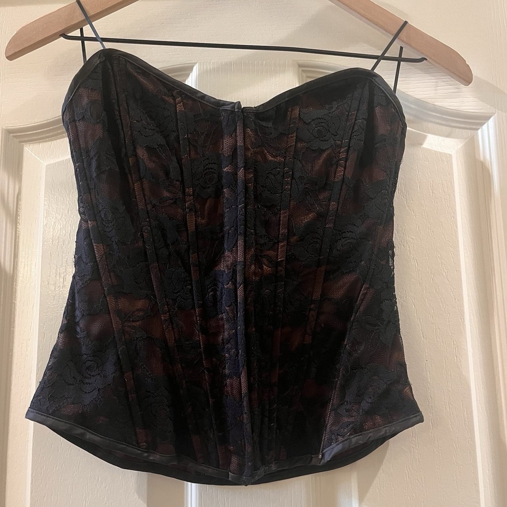 Floral Lace Corset Whimsigoth Dark Romance Renaissance Victorian Steampunk M